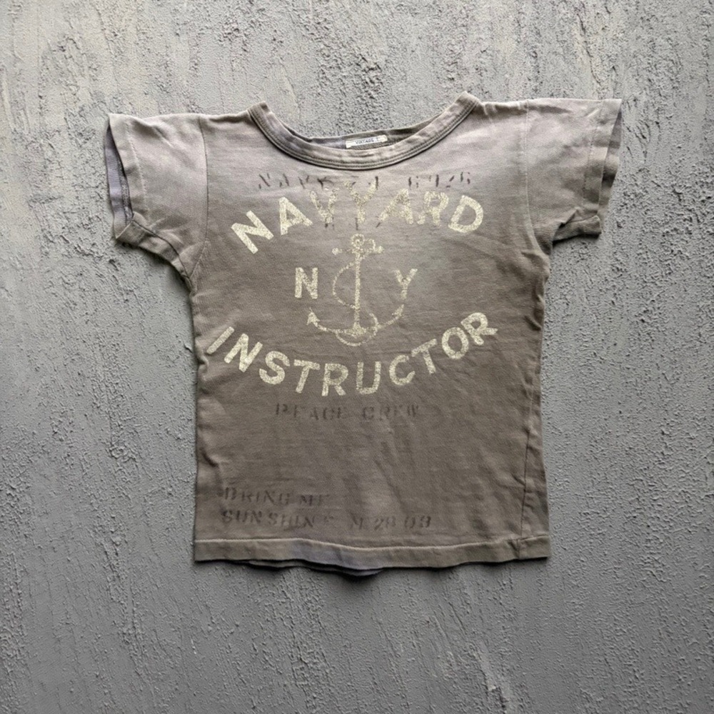 Denim Dungaree T Shirt Small 110CM Gray Navy Japan Baby Tee